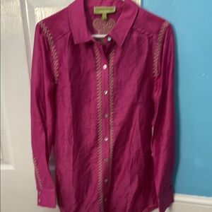 Beautiful Sigrid Olsen Signature pink embroidered blouse !